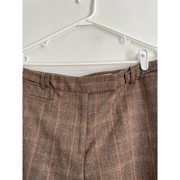 David N brown plaid 100% wool pants wide leg zipper career dressy lined Size 14 - Picture 3 of 6